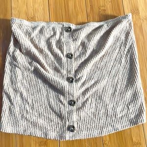 Yellow, cream american eagle tube top with buttons down front